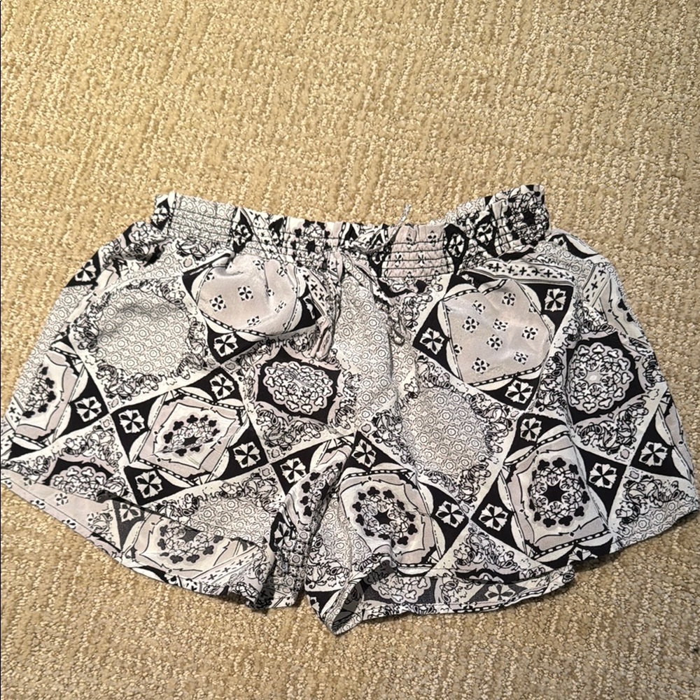 Joie Black and White 100% Silk Shorts